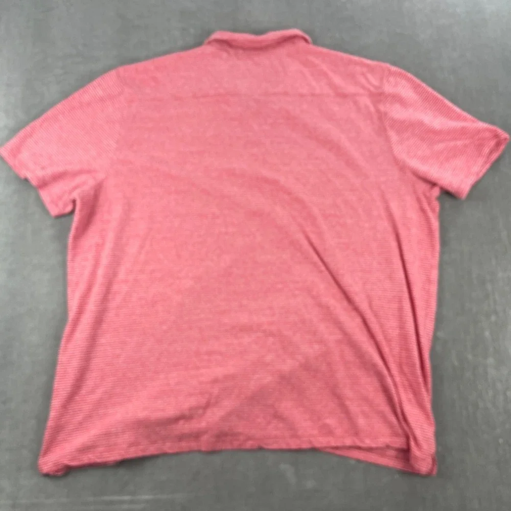 Vineyard Vines Mens XXL Red Striped Polo Shirt Short Sleeve Linen Blend